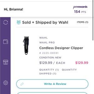 Wahl Pro Black Cordless Designer Clipper